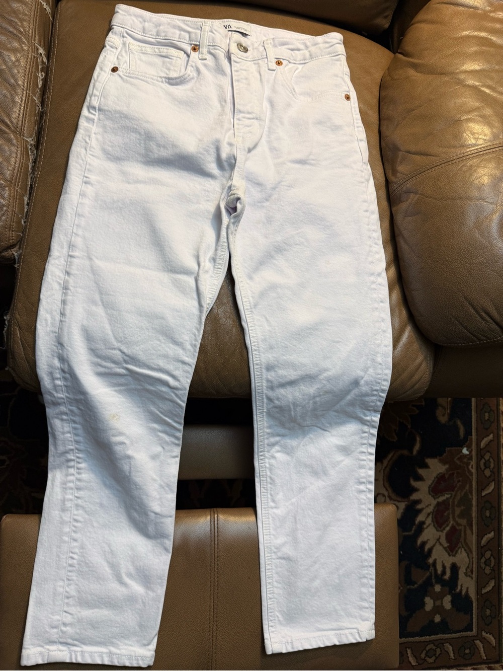 Zara Men's Slim Straight Jeans in White